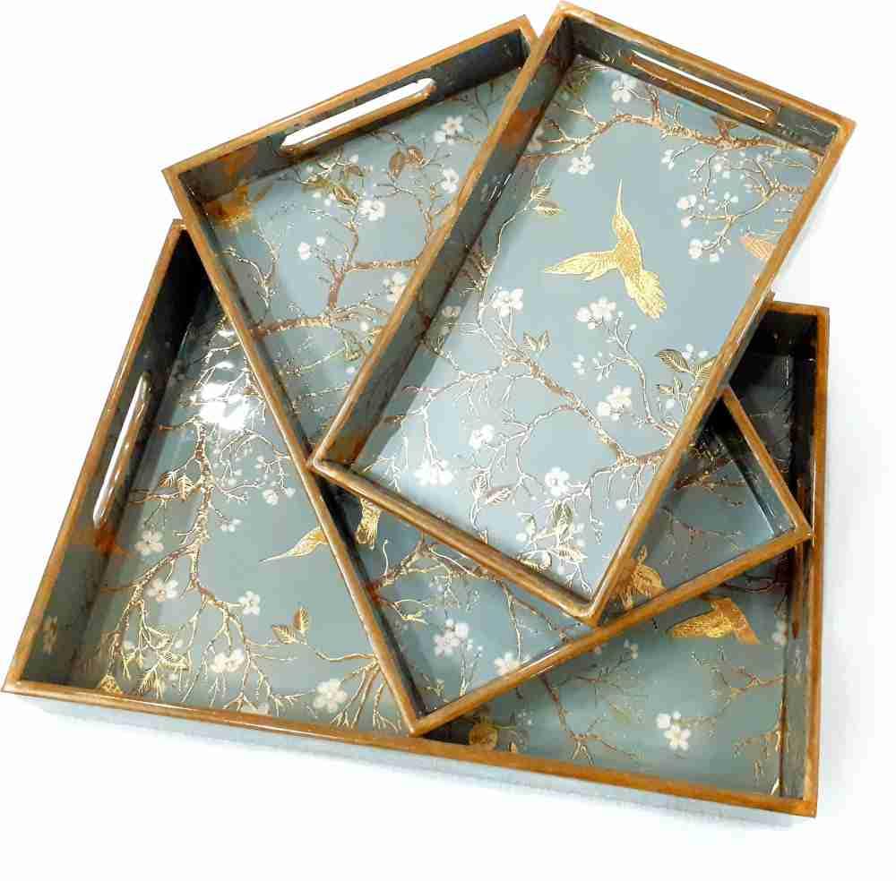 Trayfi Mdf Wooden Tray, Collectible Trays, Hand Crafted Serving Trays For Breakfast, Rectangular Dining Table Trays For Any Occa